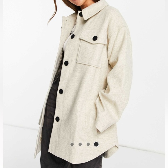 ASOS Jackets & Blazers - ASOS DESIGN Belted Shacket in cream